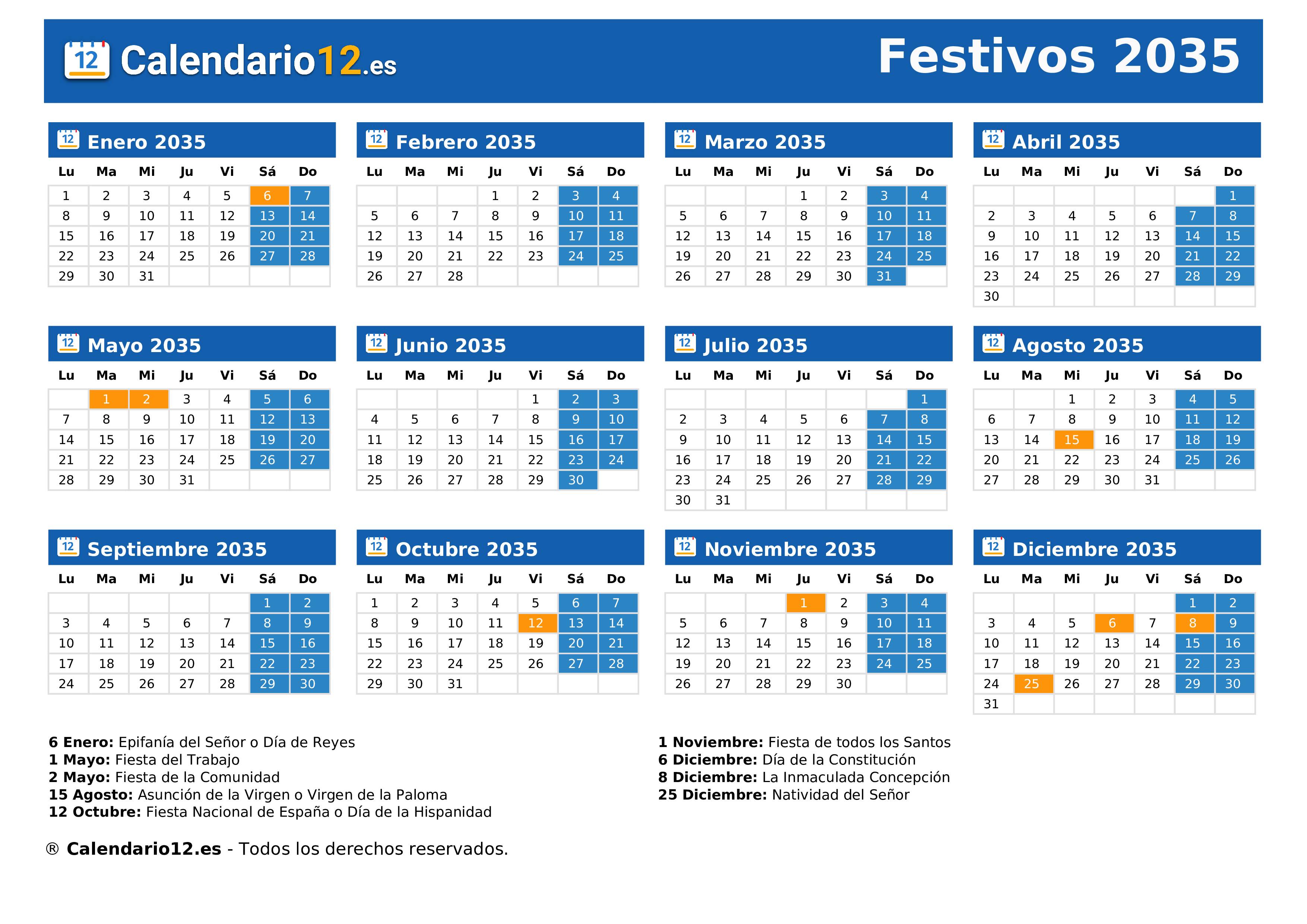 Festivos 2035