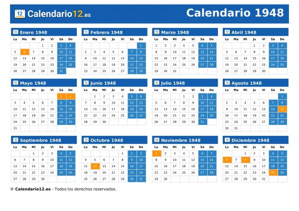 Calendario 1948