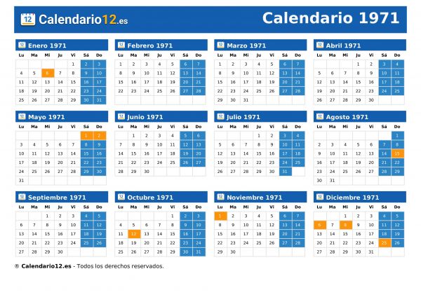 Calendario 1971