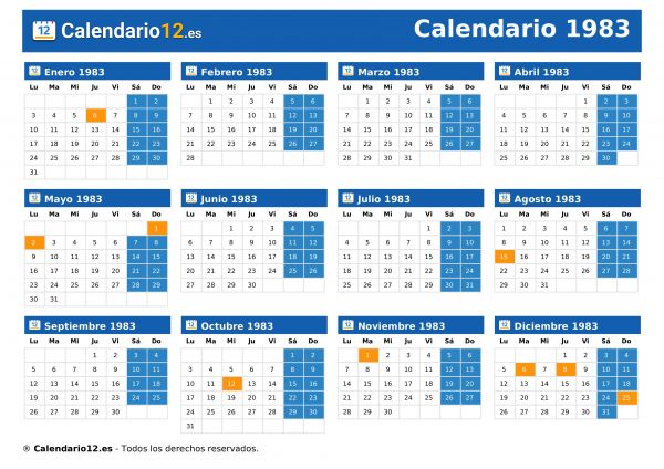 Calendario 1983